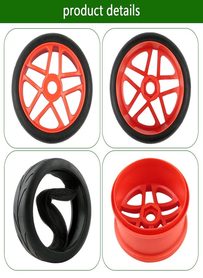 Rchobbytop 4pcs 1/8 Buggy Wheels and Tires Street Tyre with 17mm Drive Hub Hex Adapters Lock Nuts Replacement Parts for On Road Racing Kyosho Tamiya Traxxas HPI HSP, Red - Image 4